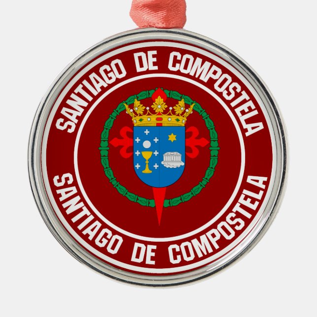 Santiago de Compostela Round Emblem Metal Tree Decoration (Front)