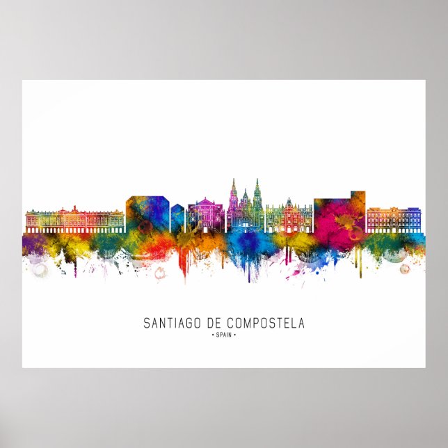 Santiago de Compostela Spain Skyline Poster (Front)