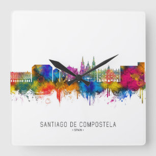 Santiago de Compostela Spain Skyline Square Wall Clock