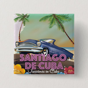 Santiago de Cuba - Cuban travel poster 15 Cm Square Badge