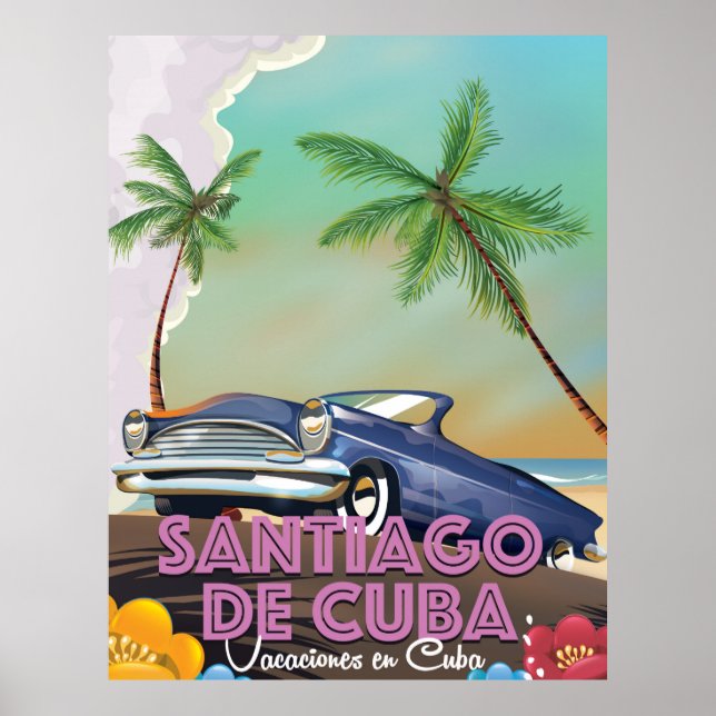 Santiago de Cuba Vintage travel poster (Front)