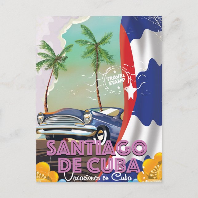 Santiago de Cuba Vintage travel poster Postcard (Front)