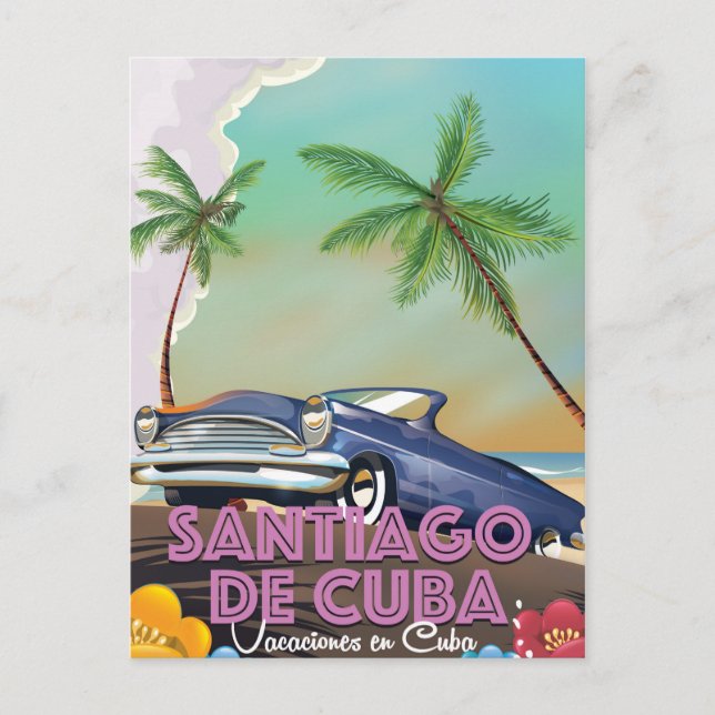 Santiago de Cuba Vintage travel poster Postcard (Front)