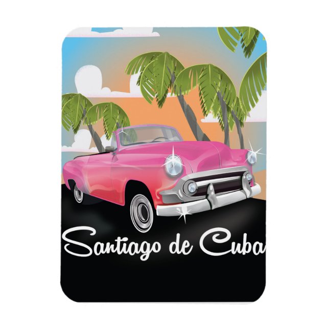 Santiago de Cuba vintage vacation travel poster. Magnet (Vertical)