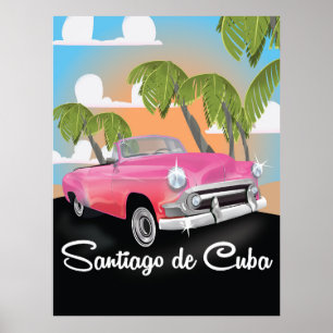 Santiago de Cuba vintage vacation travel poster. Poster