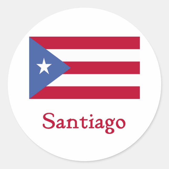 Santiago Puerto Rican Flag Classic Round Sticker (Front)