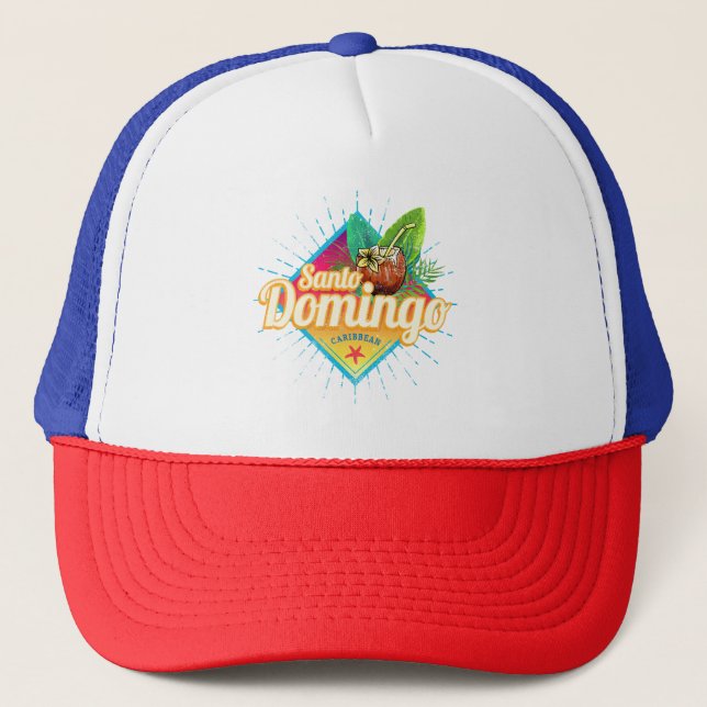 Santo Domingo Caribbean Dominican Republic Retro L Trucker Hat (Front)