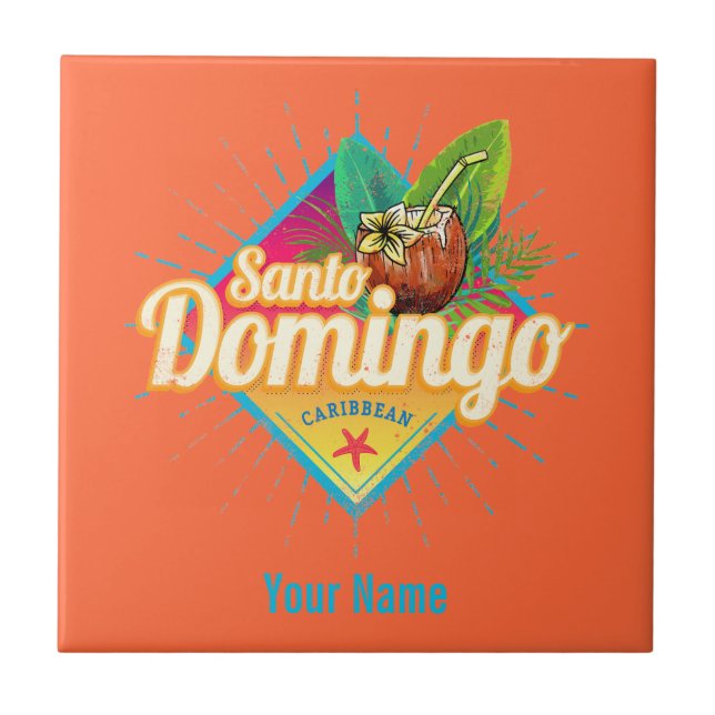 Santo Domingo Caribbean Dominican Republic Retro Tile (Front)