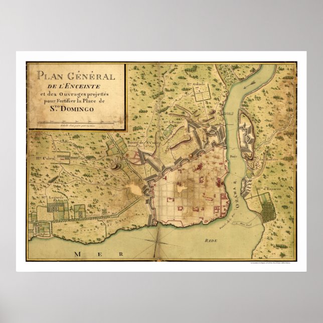 Santo Domingo Dominican Map 1805 Poster (Front)