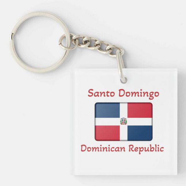 Santo Domingo Dominican Republic Flag  Key Ring (Front)