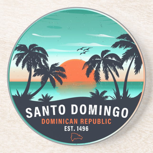 Santo Domingo Dominican Republic Retro Sunset 60s Coaster (Front)