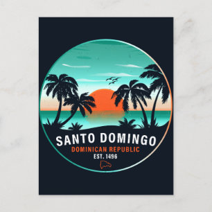 Santo Domingo Dominican Republic Retro Sunset 60s Postcard