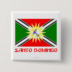 Santo Domingo flag with Name 15 Cm Square Badge