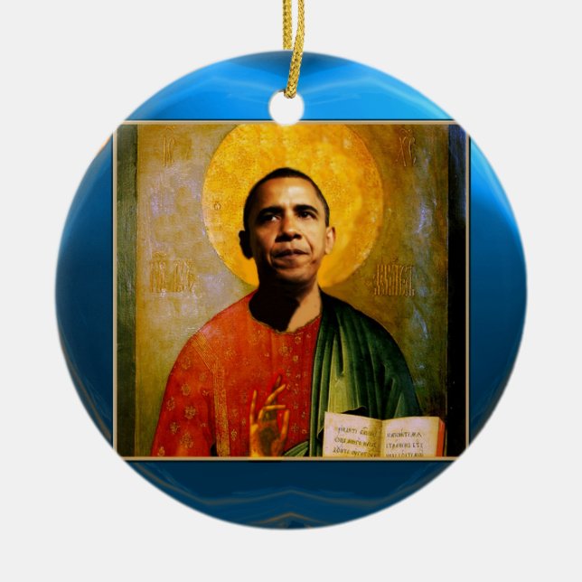 SANTOBAMA  Blue Sapphire Ceramic Tree Decoration (Front)