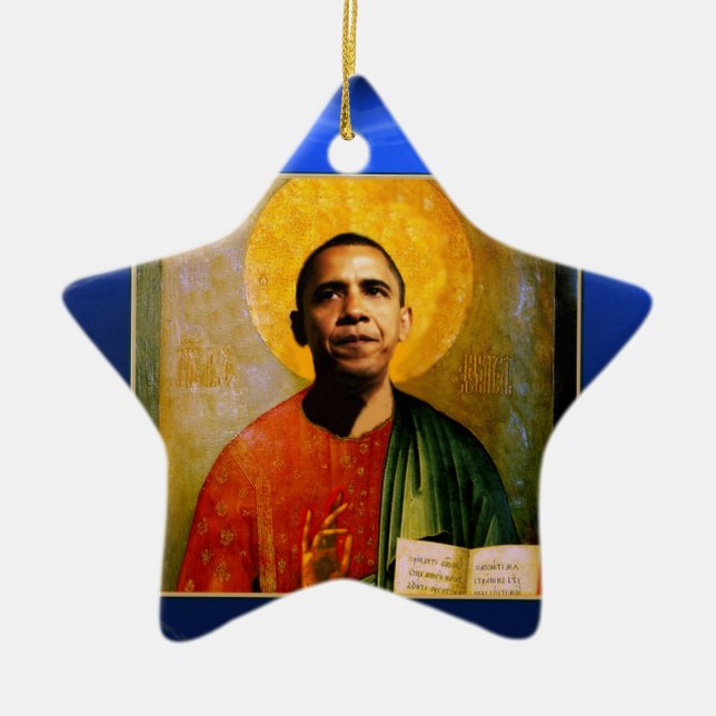 SANTOBAMA  Blue Sapphire Star Ceramic Tree Decoration (Front)
