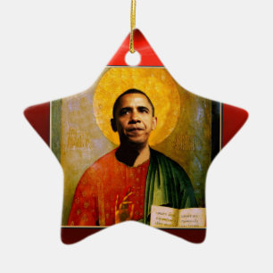 SANTOBAMA  Red Ruby Star Ceramic Tree Decoration