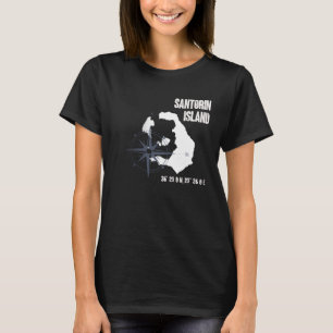 Santorin Island Mediterranean Coordinates Map Holi T-Shirt