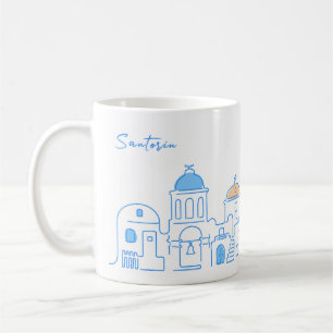 Santorin mug, Souvenir from Greece, hand drawing Coffee Mug