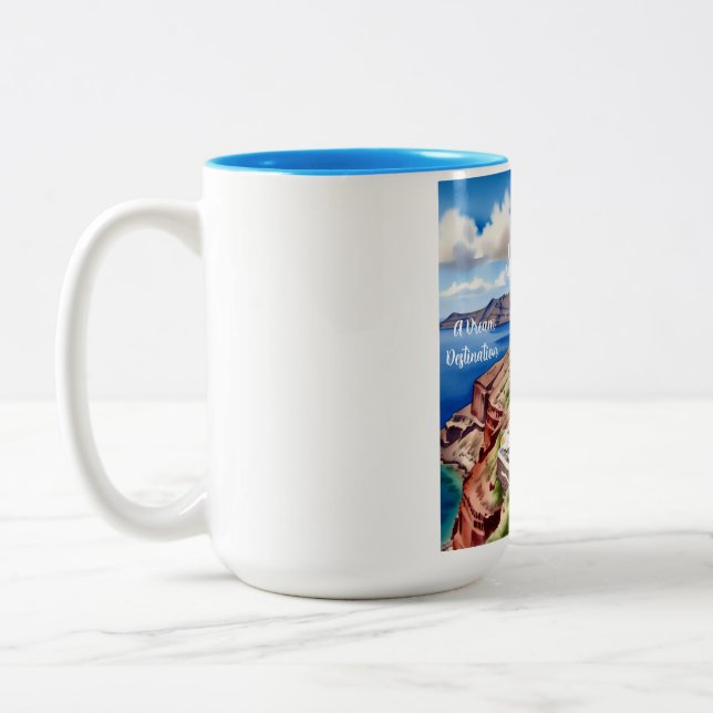 Santorini, A Dream Destination,Mug Two-Tone Coffee Mug (Left)
