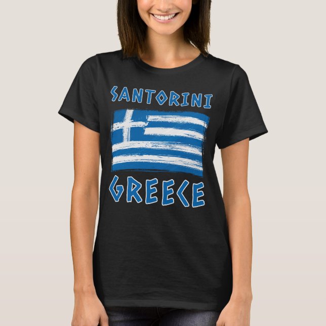 Santorini And Flag Of Greece Women's T-Shirt (Front)