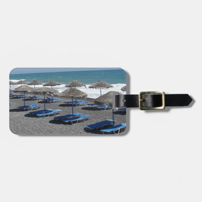 Santorini Beach, Greece Luggage Tag (Front Horizontal)