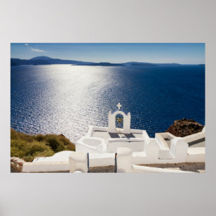 Santorini - Bell tower at Oia poster