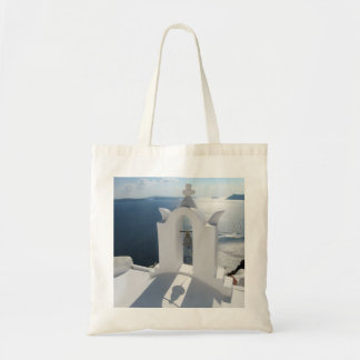 Santorini Bell Tower Casts Shadow Tote Bag