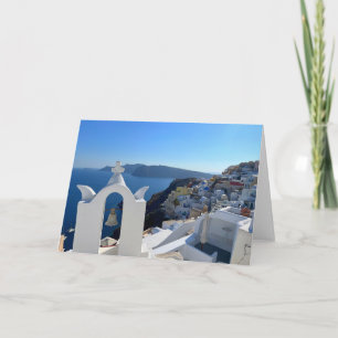 Santorini Bell Tower Greece Photography Card