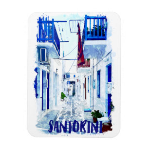 Santorini Blue and White Travel Photo Magnet