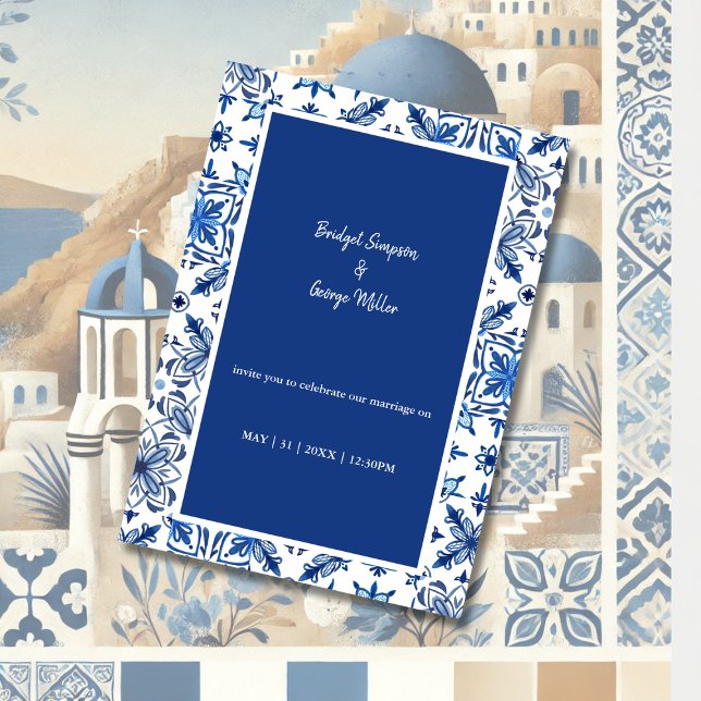 Santorini Blue Greek Wedding Invitation (Creator Uploaded)