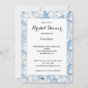 Santorini Blue White Flowers Bridal Shower  Invitation