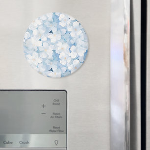 Santorini Blue White Flowers Magnet