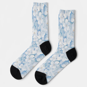 Santorini Blue White Flowers Socks