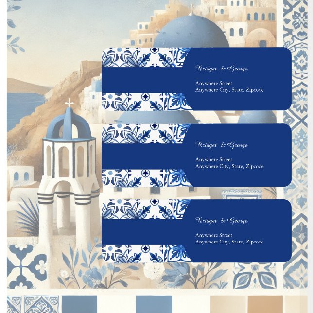 Santorini Blue white Mediterranean Wedding address (Creator Uploaded)