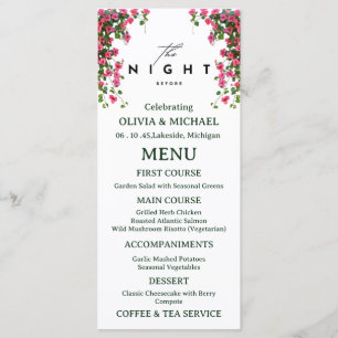 Santorini Bougainvillea Wedding Rehearsal Dinner Menu