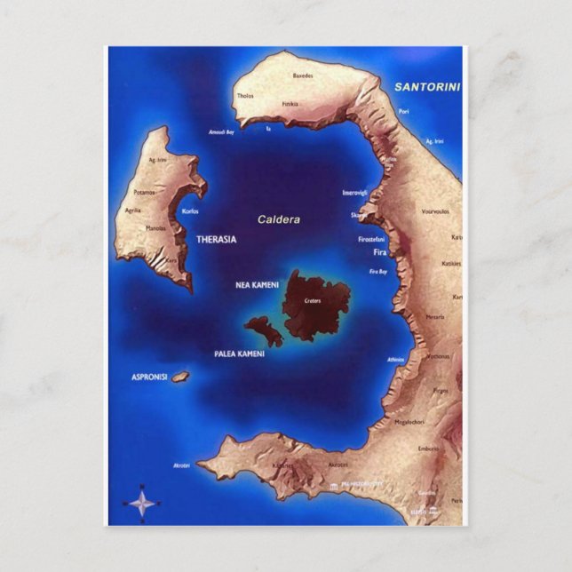 santorini-caldera-map.jpg postcard (Front)