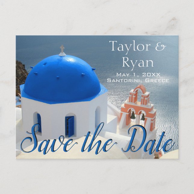 Santorini Church in the Afternoon Sun. Invitation Postcard (Front)