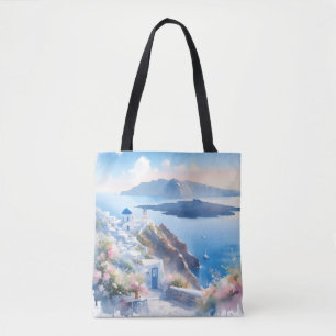 Santorini Classic Blue Wedding Anniversary  Tote Bag