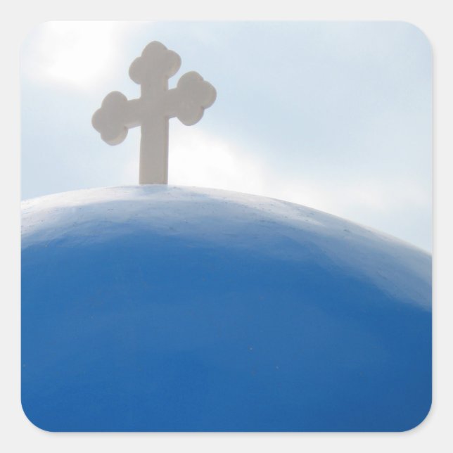 Santorini Cross in the Afternoon Sun Square Sticker (Front)