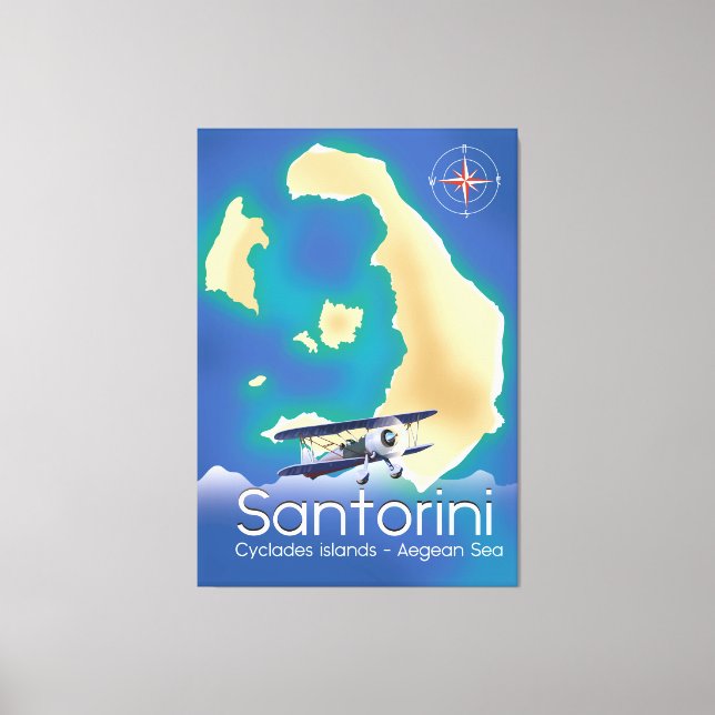 Santorini Cyclades islands Aegean Sea map Canvas Print (Front)