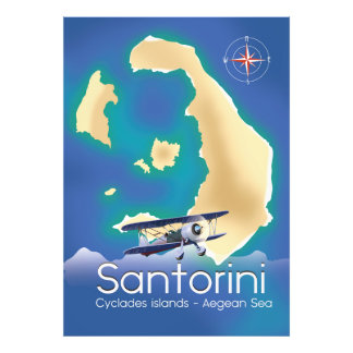 Santorini Cyclades islands Aegean Sea map Photo Print