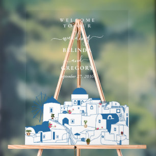 Santorini Destination Greek Island Wedding  Acrylic Sign