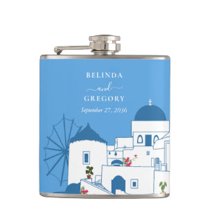 Santorini Destination Greek Island Wedding Hip Flask