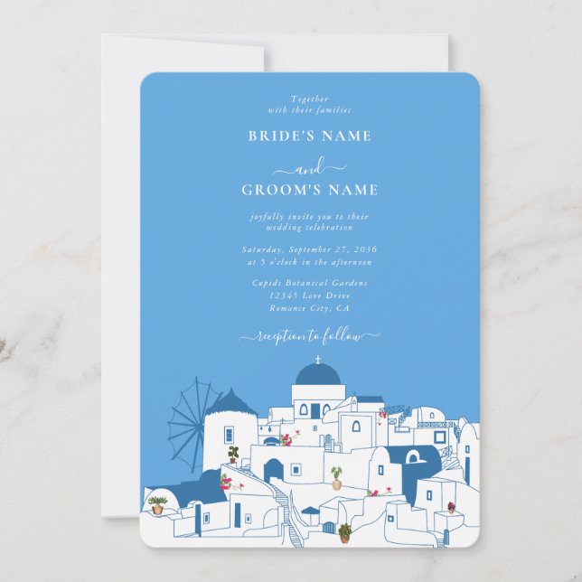 Santorini Destination Greek Island Wedding  Invitation (Front)