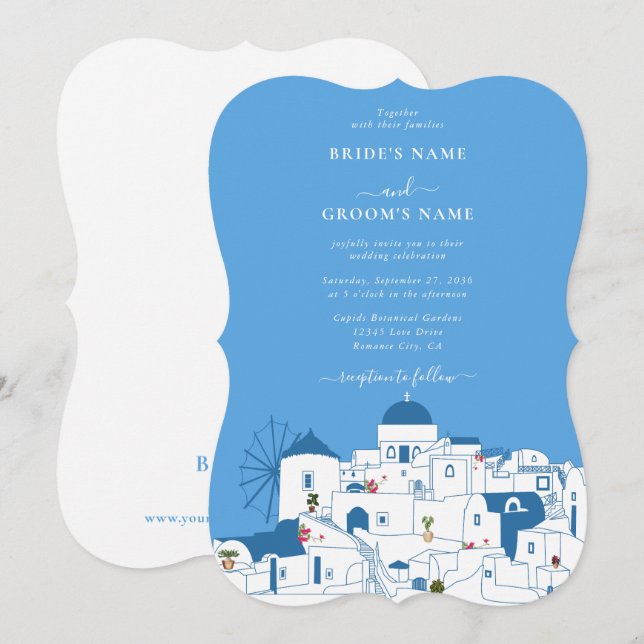 Santorini Destination Greek Island Wedding  Invitation (Front/Back)