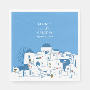 Santorini Destination Greek Island Wedding  Napkin