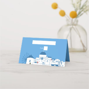 Santorini Destination Greek Island Wedding  Place Card
