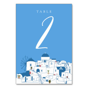 Santorini Destination Greek Island Wedding  Table Number