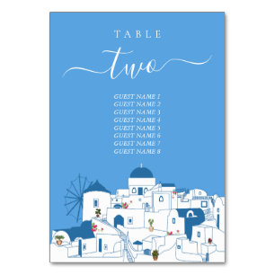 Santorini Destination Greek Island Wedding  Table Number
