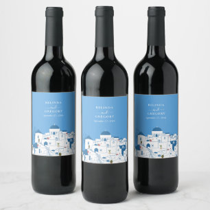 Santorini Destination Greek Island Wedding  Wine Label